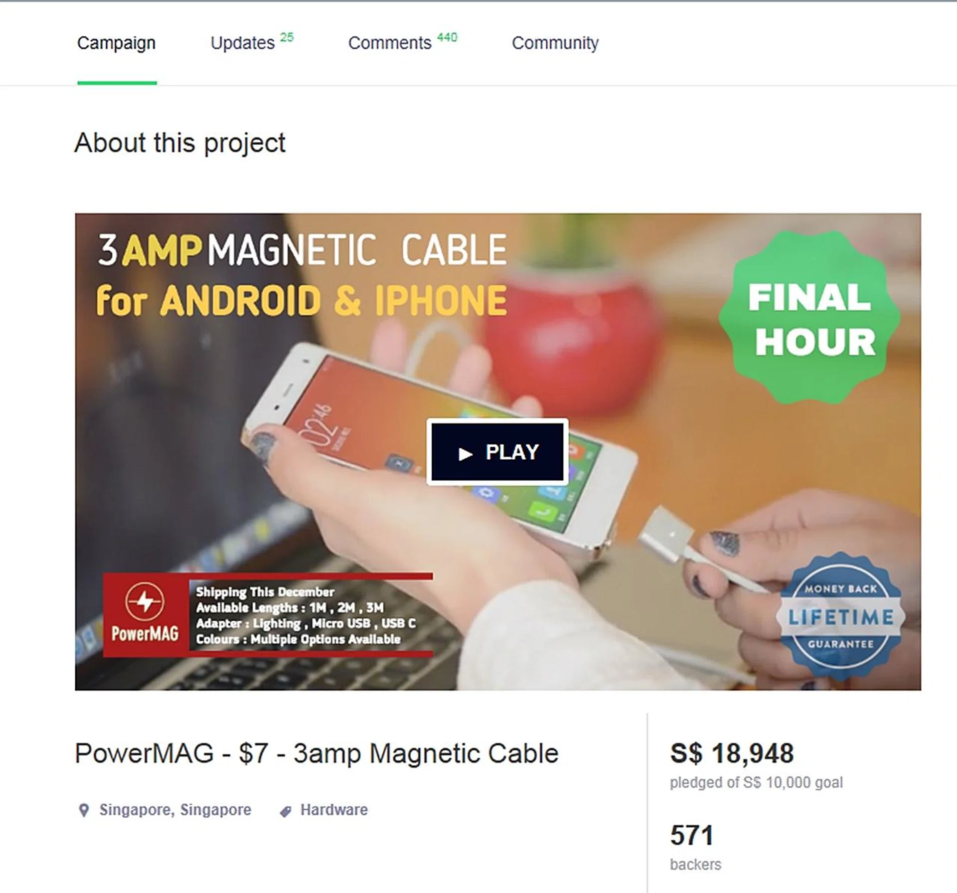 The PowerMAG project has received over $18,000 from more than 500 backers. 