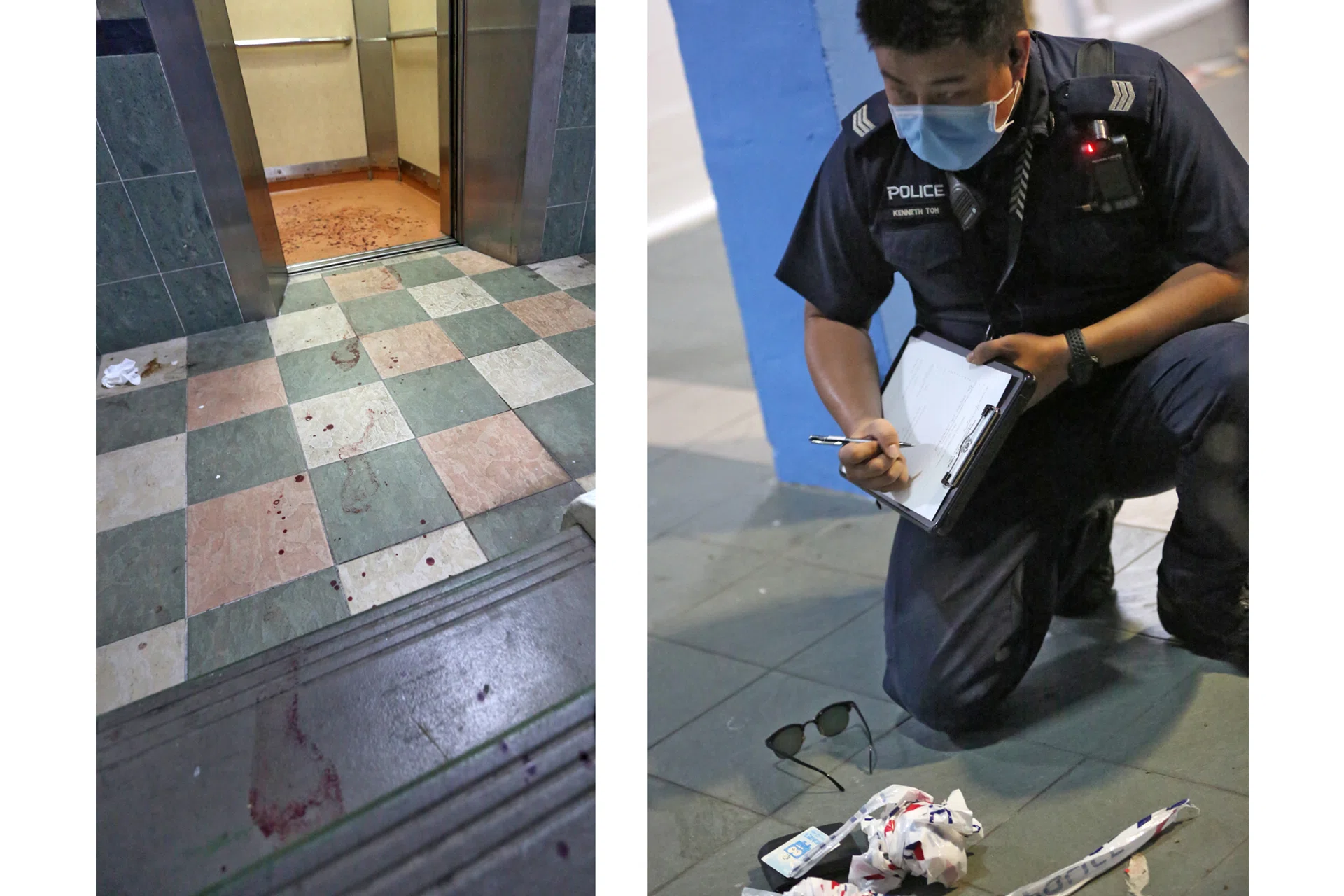 The attack left a 20- to 30-metre trail of blood along the void deck at Block 106 Lorong 1 Toa Payoh and at the staircase on the second storey. TNP understands the suspects are still at large and investigations are ongoing. 