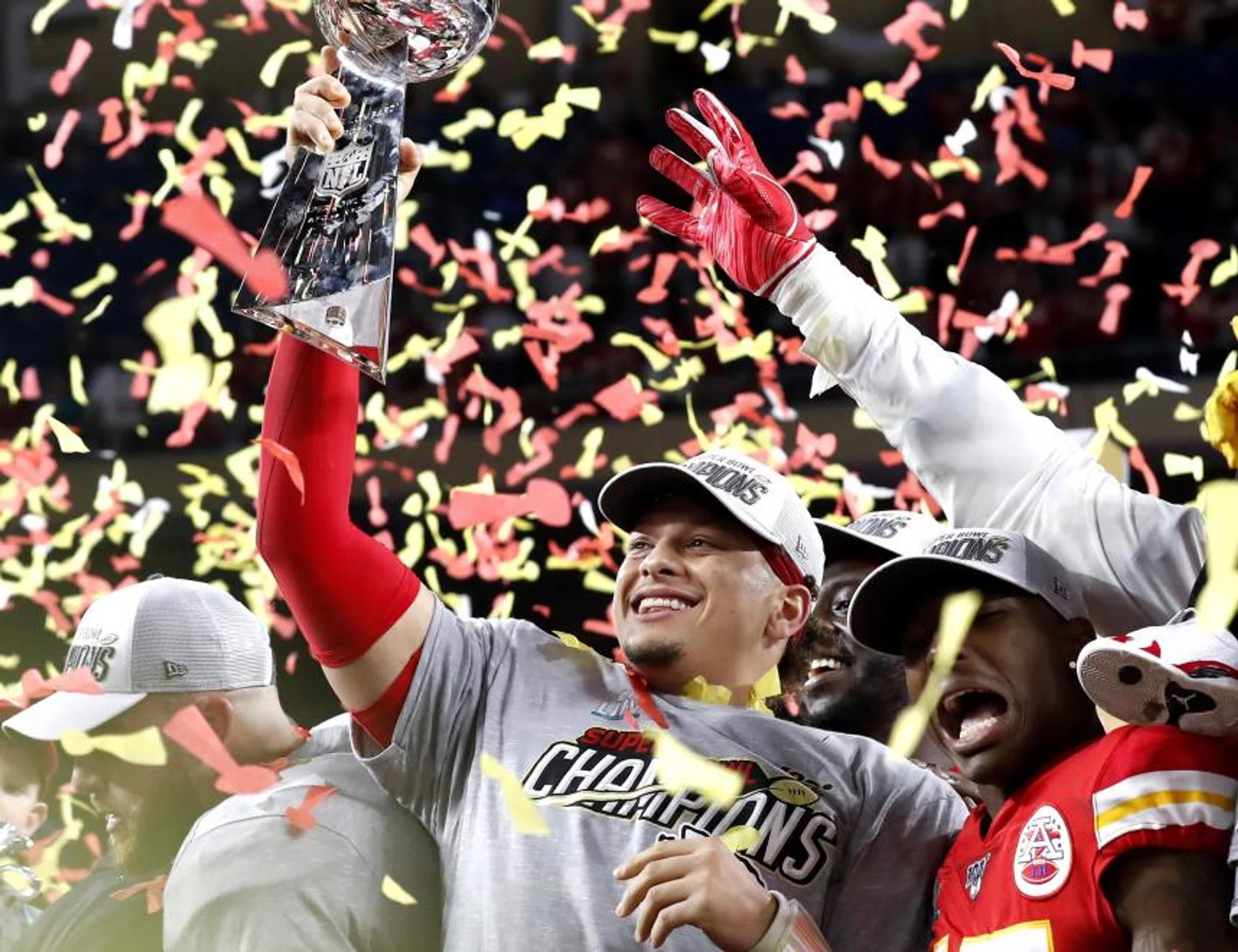 Kansas City Chiefs quarterback and newly minted Super Bowl MVP Patrick Mahomes with the Vince Lombardi Trophy, after defeating the San Francisco 49ers to win the National Football League Super Bowl LIV at Hard Rock Stadium in Miami Gardens, Florida.