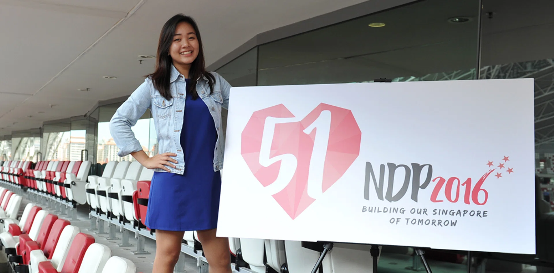 WINNER: Singapore Polytechnic student Lim Xin Chelsea with her NDP logo.