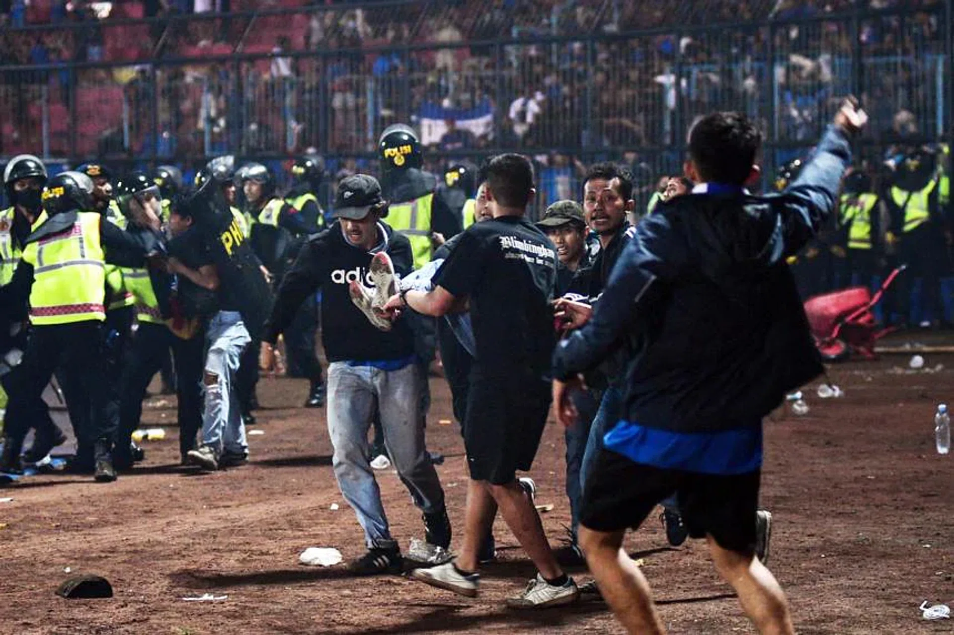 Many of the victims were trampled or choked to death. 