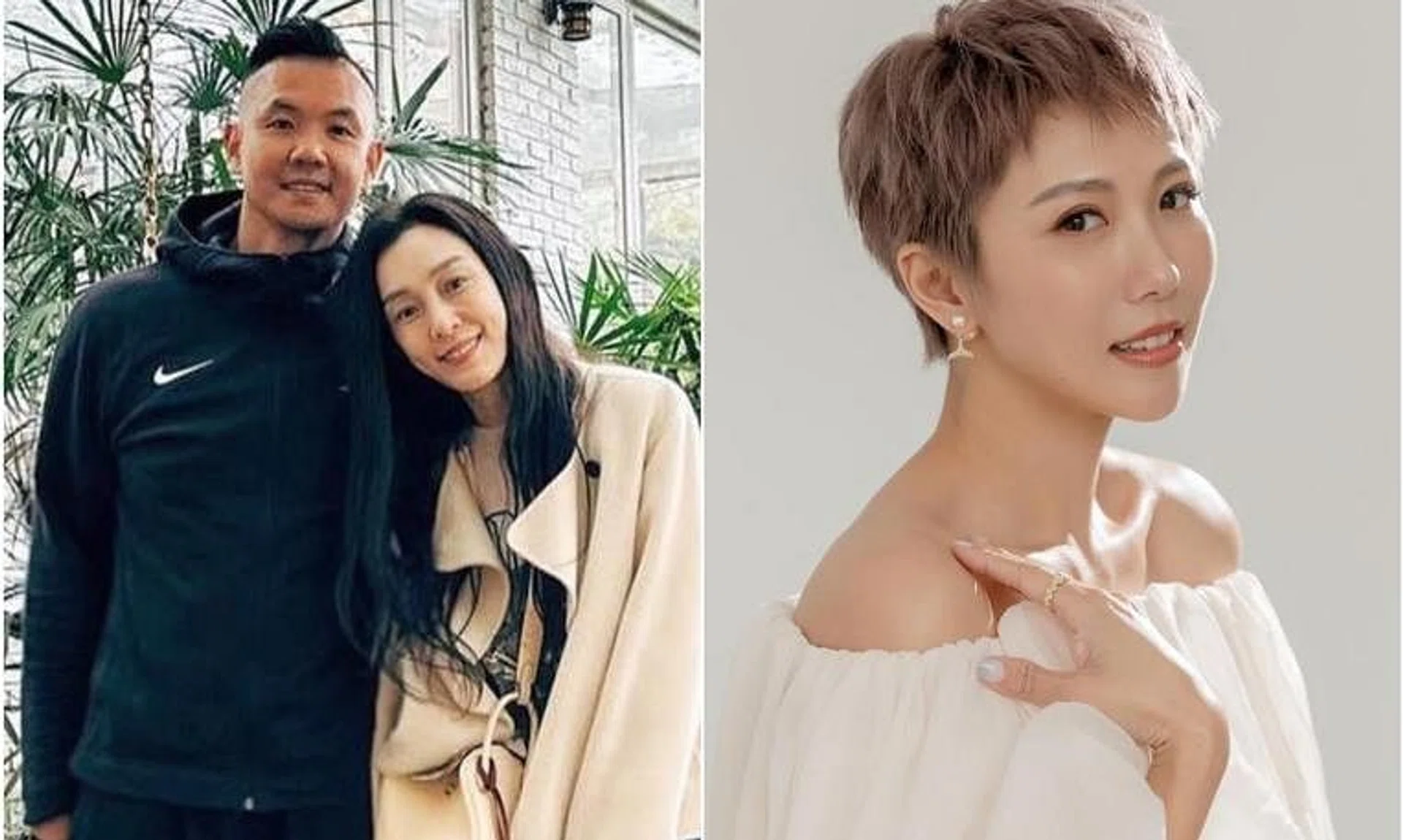 Taiwanese celebrity couple Blackie Chen and Christine Fan (both left) are suing singer Tina Chou (right), who has accused Chen of sexual harassment.