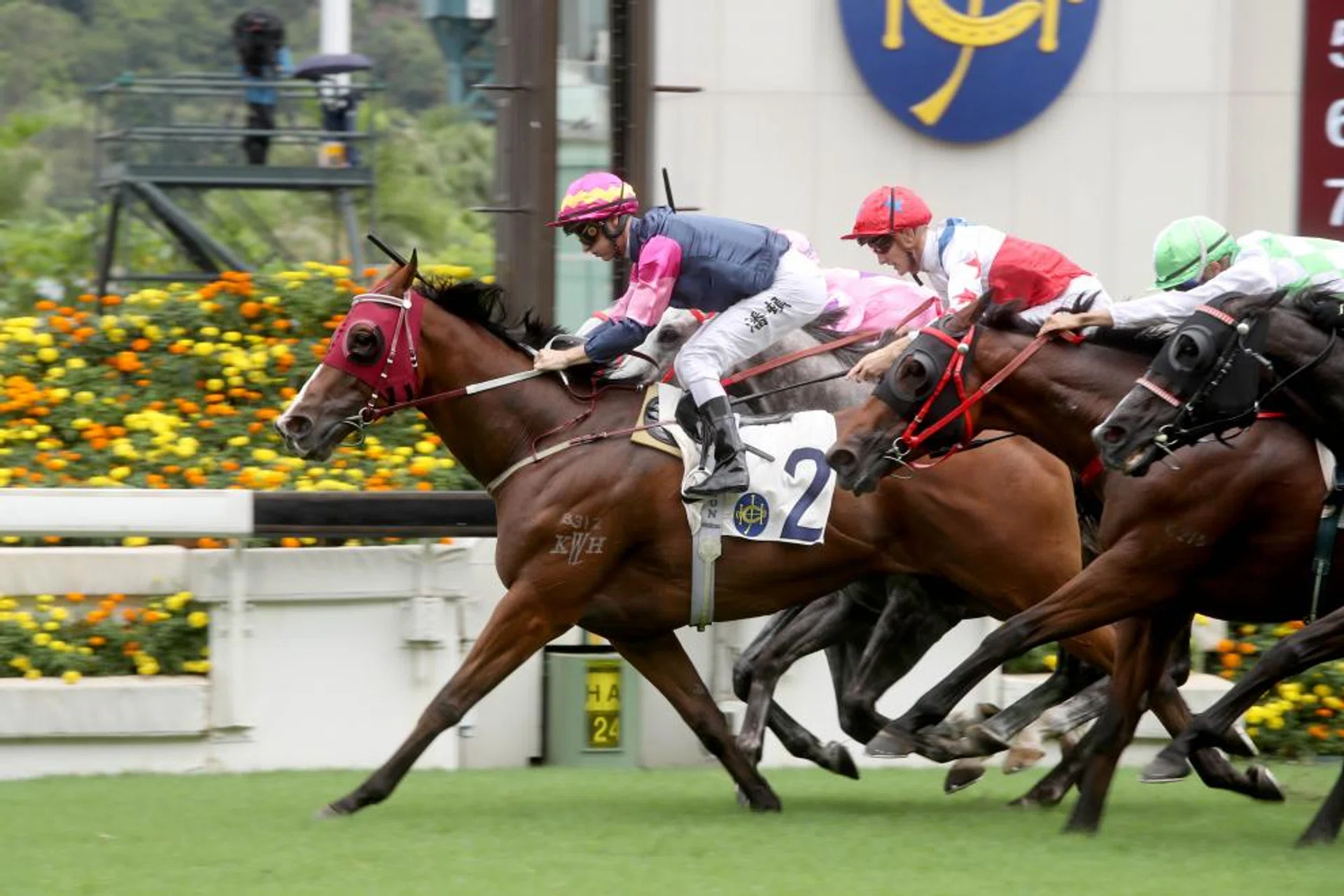 Purton scoring on Thanks Forever (No. 2) in the keenly contested Group 3 Sha Tin Vase
