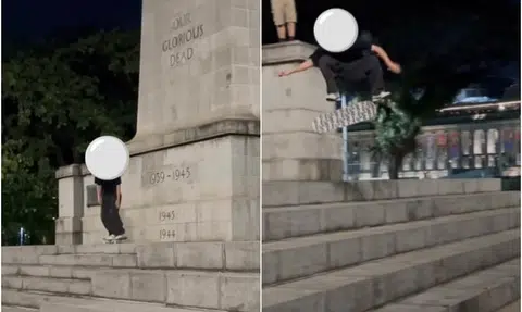 Police investigating after man allegedly skateboarded at Cenotaph