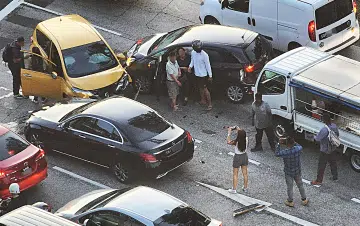 Three taken to hospital after four-vehicle crash in Yishun