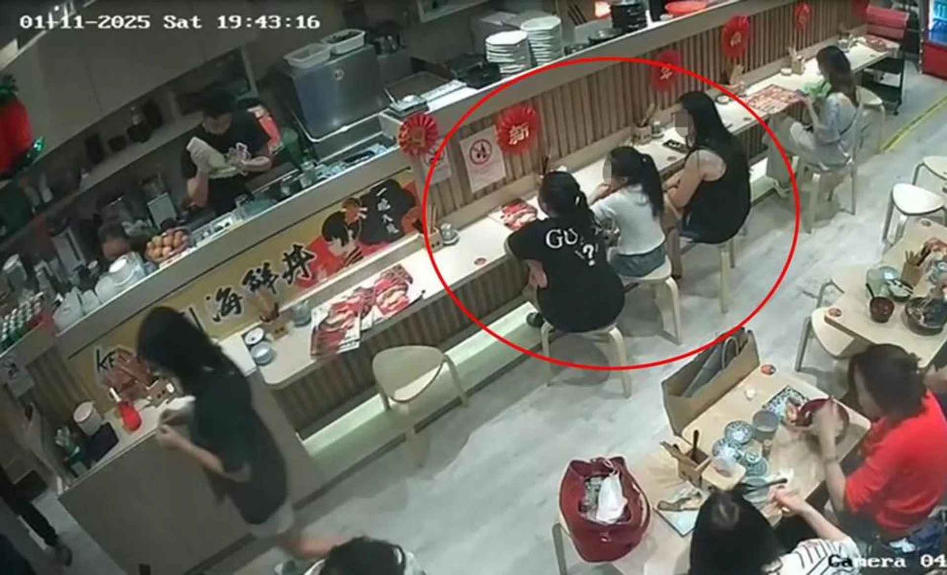 CCTV footage showing the three female diners who left the restaurant without paying for their meal.