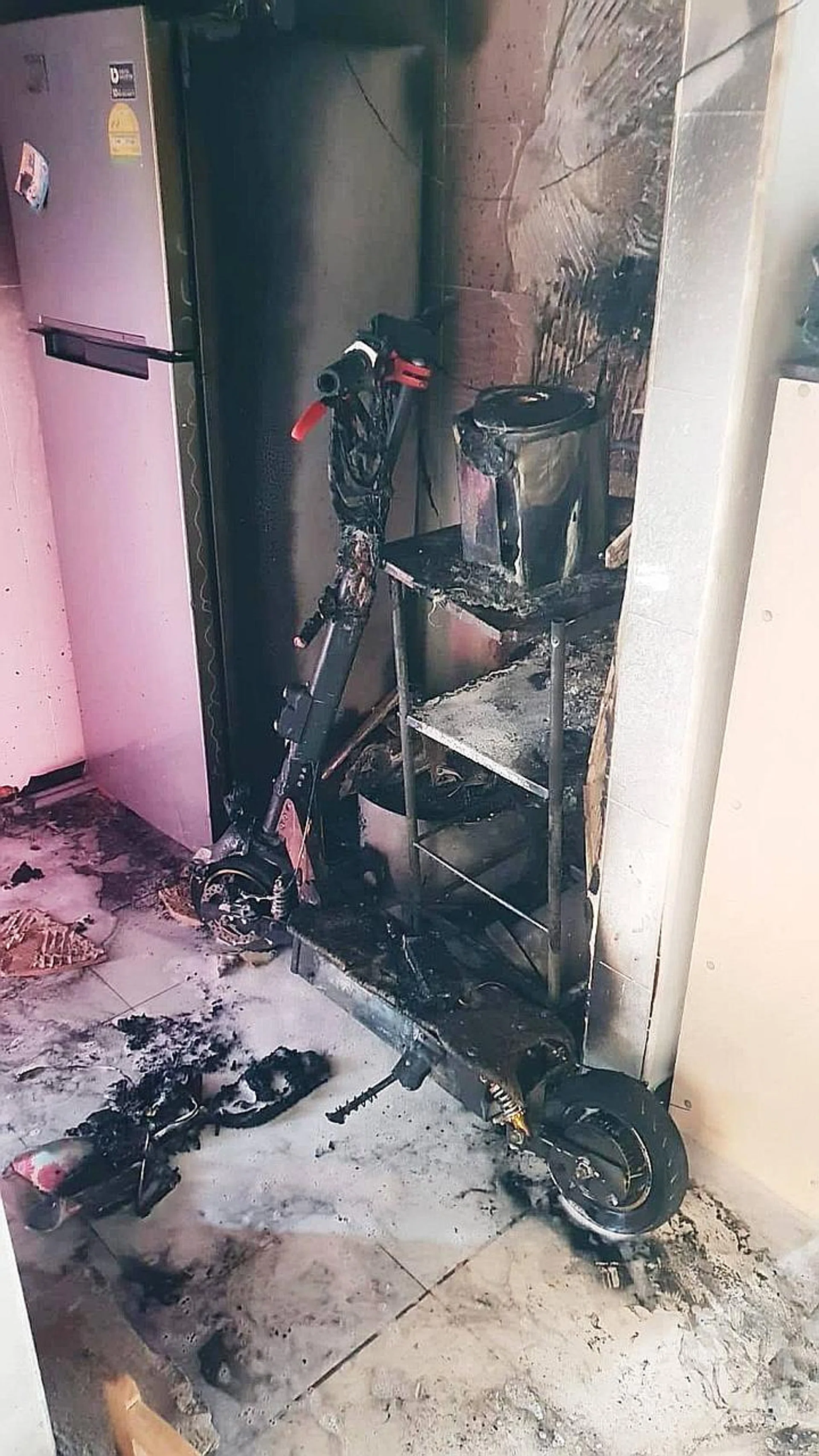 A preliminary investigation found the cause of the fire to be electrical, starting from the battery pack of the e-scooter.