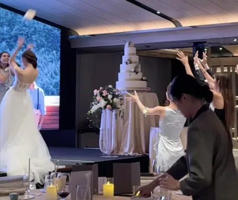 Forget the flowers - S'pore bride tosses Labubu doll at wedding banquet