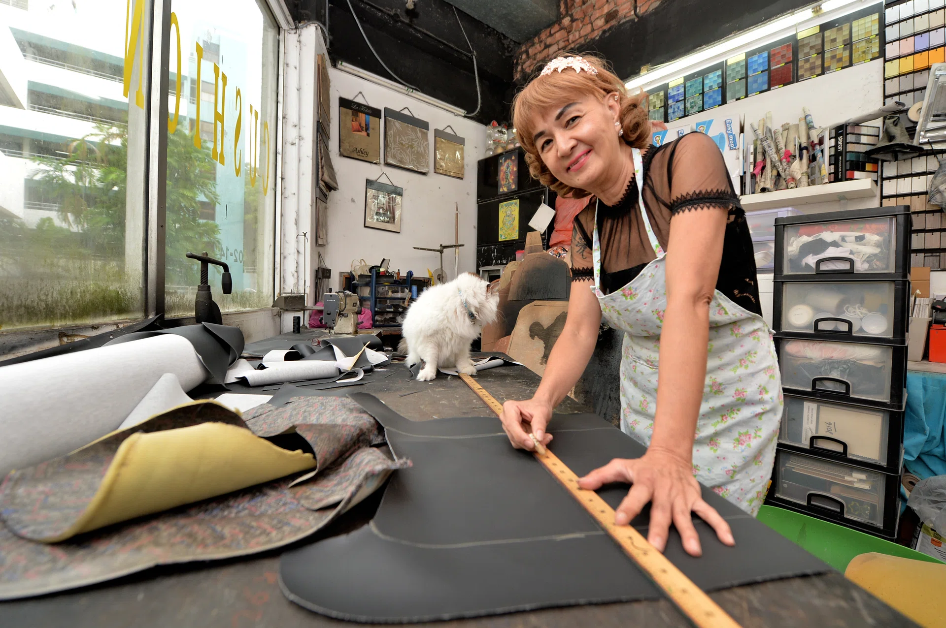 EXPERT: Madam Chuah has been in the upholstery business for 43 years.