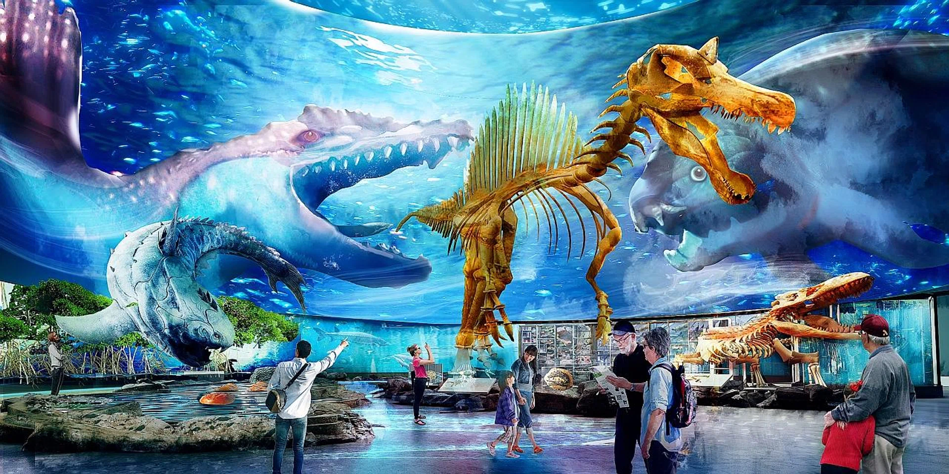 Artist's impression of the Evolution & Extinction zone at the newly-announced Singapore Oceanarium. 