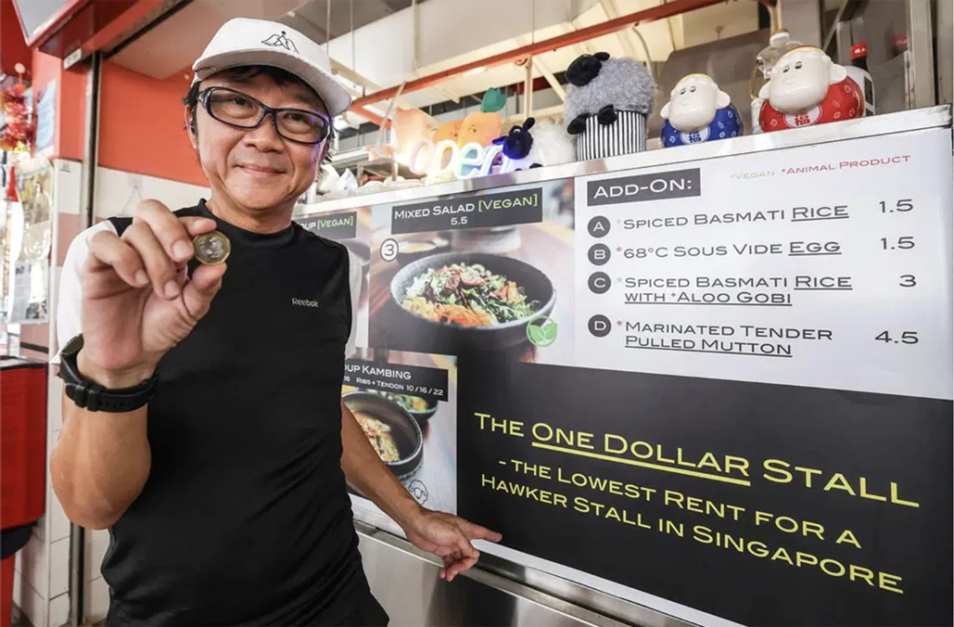 Mr Ng Khai Choon pays a monthly rent of just $1 for his stall Kook@Chinatown.