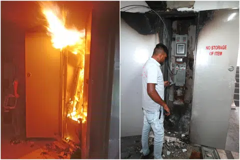 2 taken to hospital after electrical riser fire at Jalan Kayu HDB block