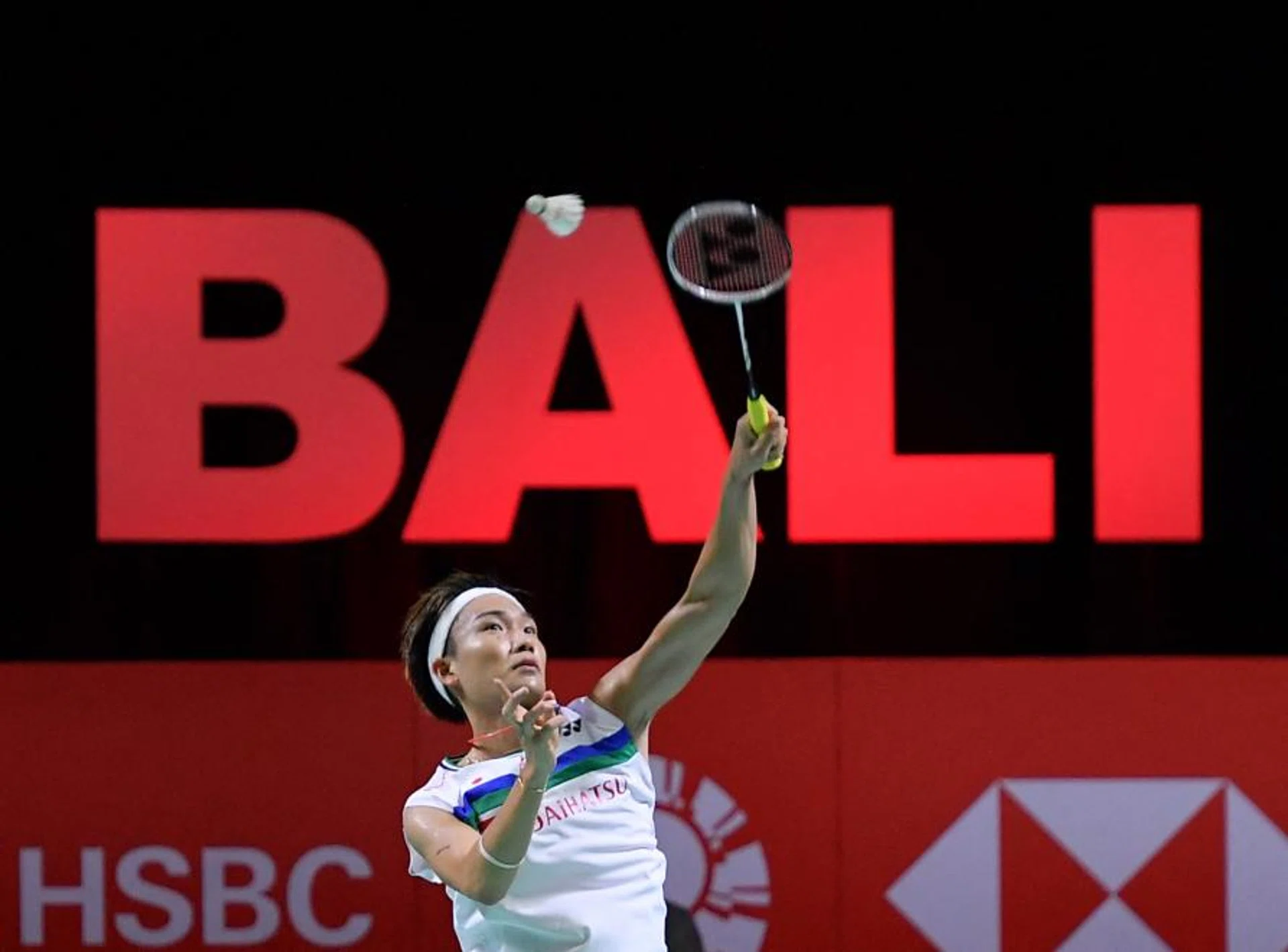 Japan’s Kento Momota on his way to a 21-17, 21-11 win over Denmark’s Anders Antonsen in the Indonesia Masters final. It was his first post-crash international trophy. 
