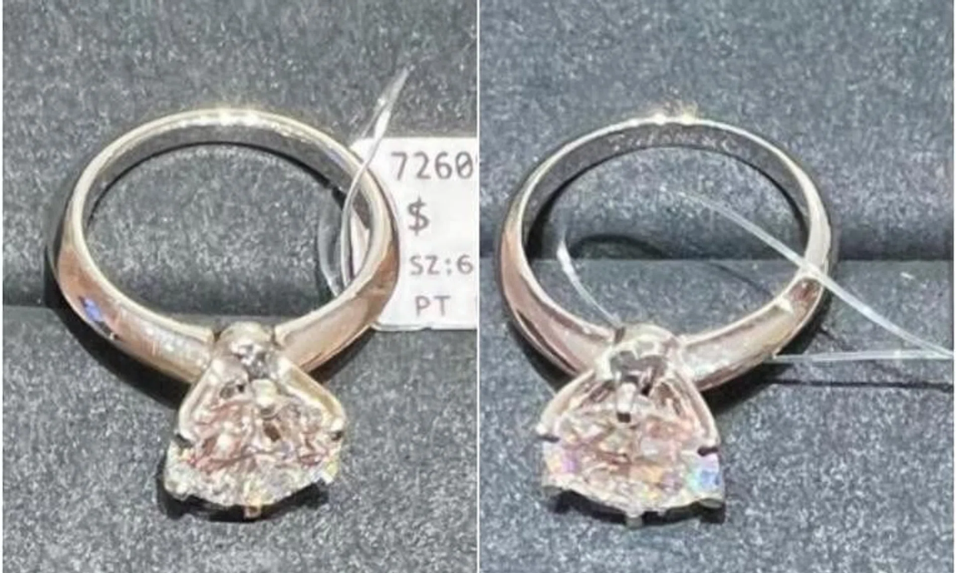 The replica ring (left) which Wu Youquan used to swop with a diamond ring worth $318,000 (right).