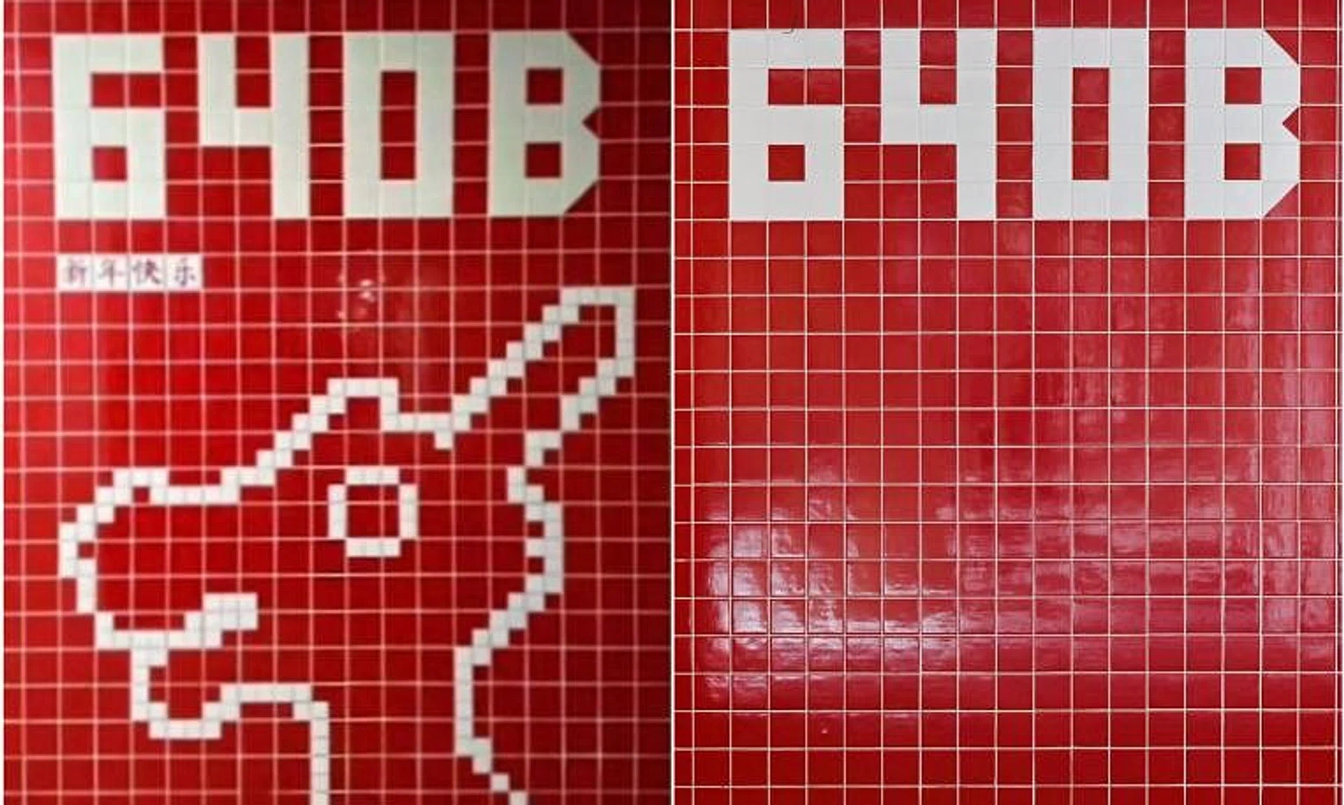 The mural at the lift lobby was created using white vinyl stickers and emulated the iconic Toa Payoh dragon playground.