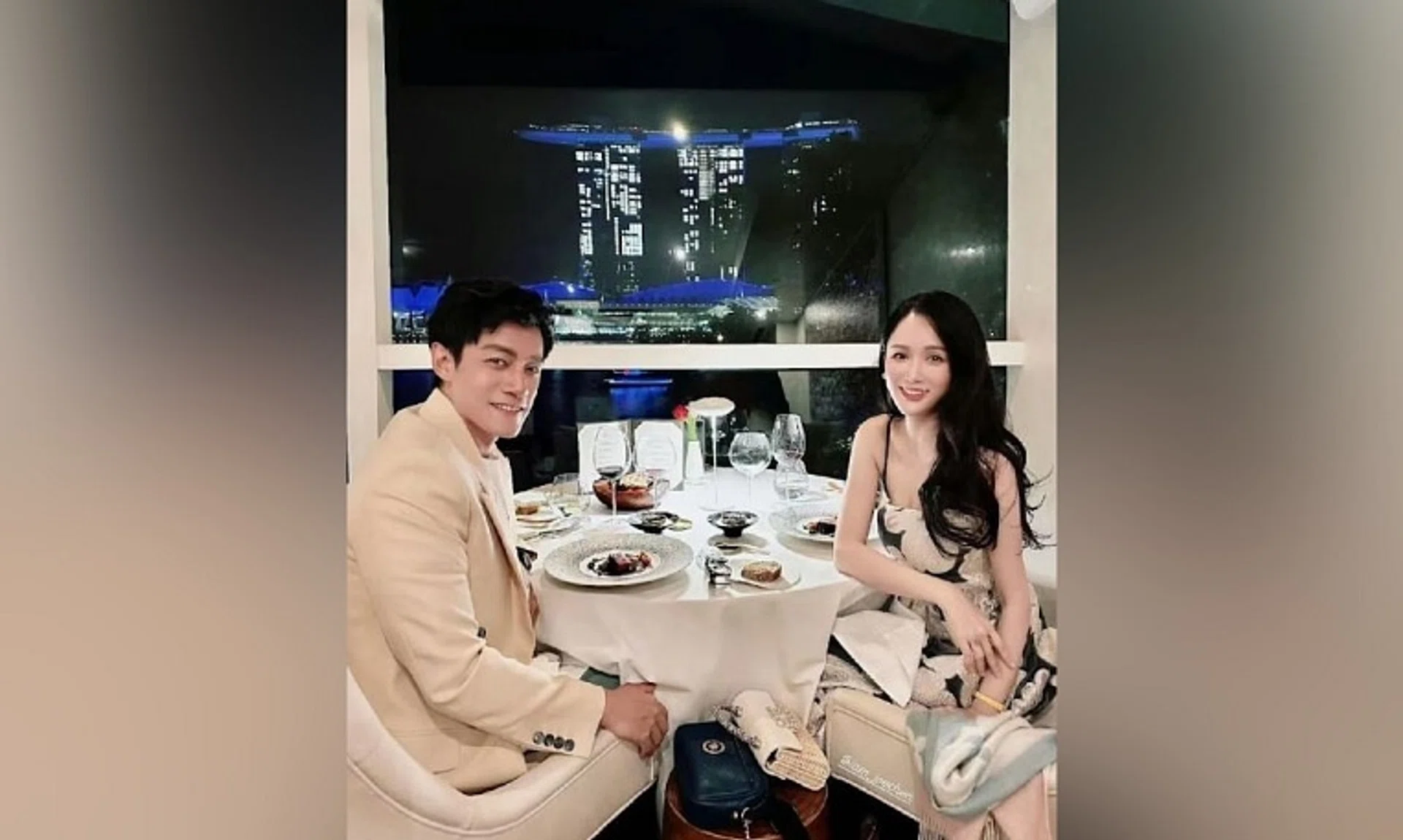 Taiwanese actress Joe Chen with her Malaysian painter husband Alan Chen dining at Saint Pierre, a two-Michelin-star French restaurant in Singapore.
