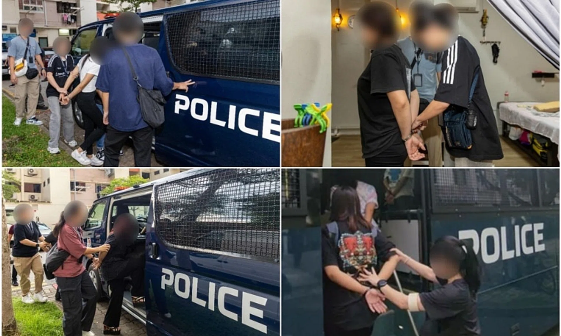 Thirty-five people were arrested during raids in Jurong East and Geylang.