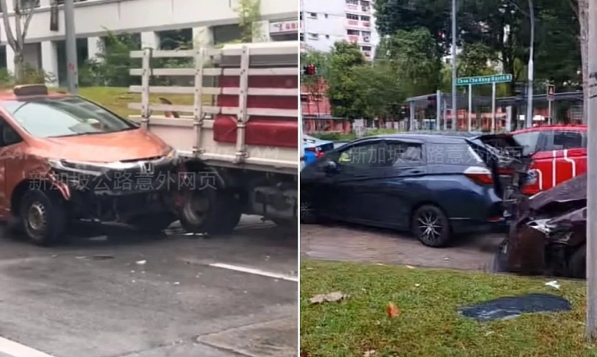 The accident, which involved two lorries, two taxis and a car, occurred along Choa Chu Kang Street 62.