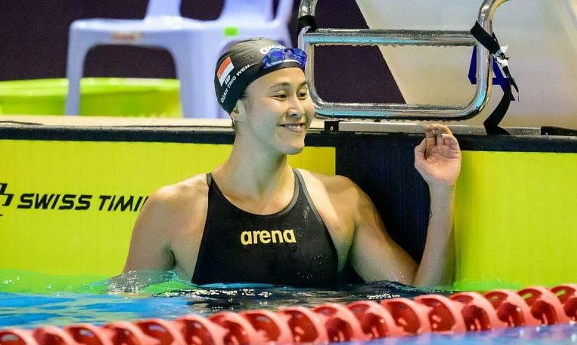 Quah Ting Wen won the SEA Games women's 100m freestyle title for the fifth straight time in Cambodia.