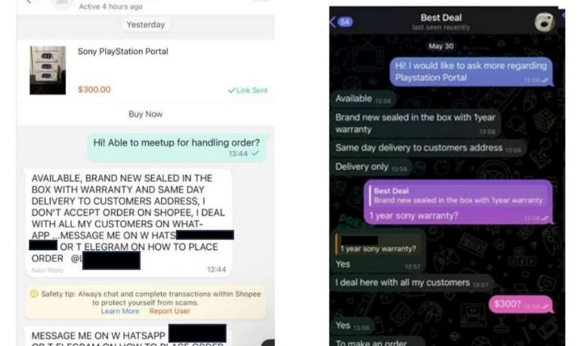 Bogus sellers would direct their victims to messaging platforms, such as Telegram and WhatsApp, to make payment.