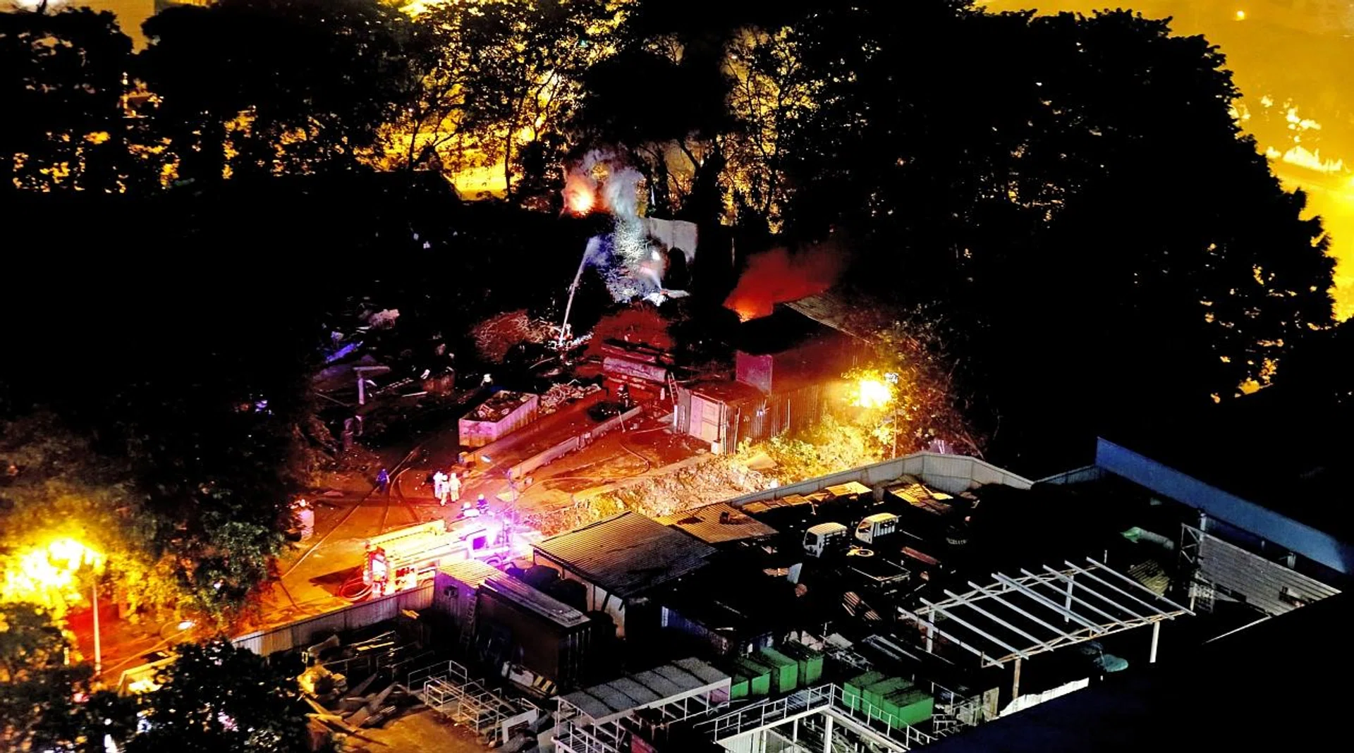 Mr Wang Hai Tao was injured in the fire at World Metal Industries last week. The blaze involved a pile of scrap metal measuring about 20m by 20m and was extinguished using four water jets. 