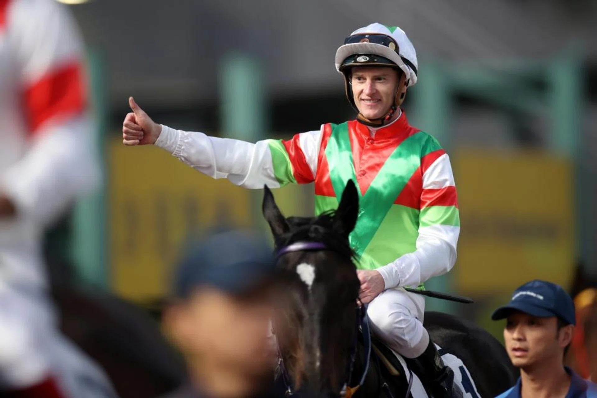 Zac Purton giving the thumbs-up after Tourbillon Prince handed him a treble at Sha Tin on Dec 29, and more significantly, an overall tally of 1,800 wins in Hong Kong. He is only the second jockey to achieve that feat.
