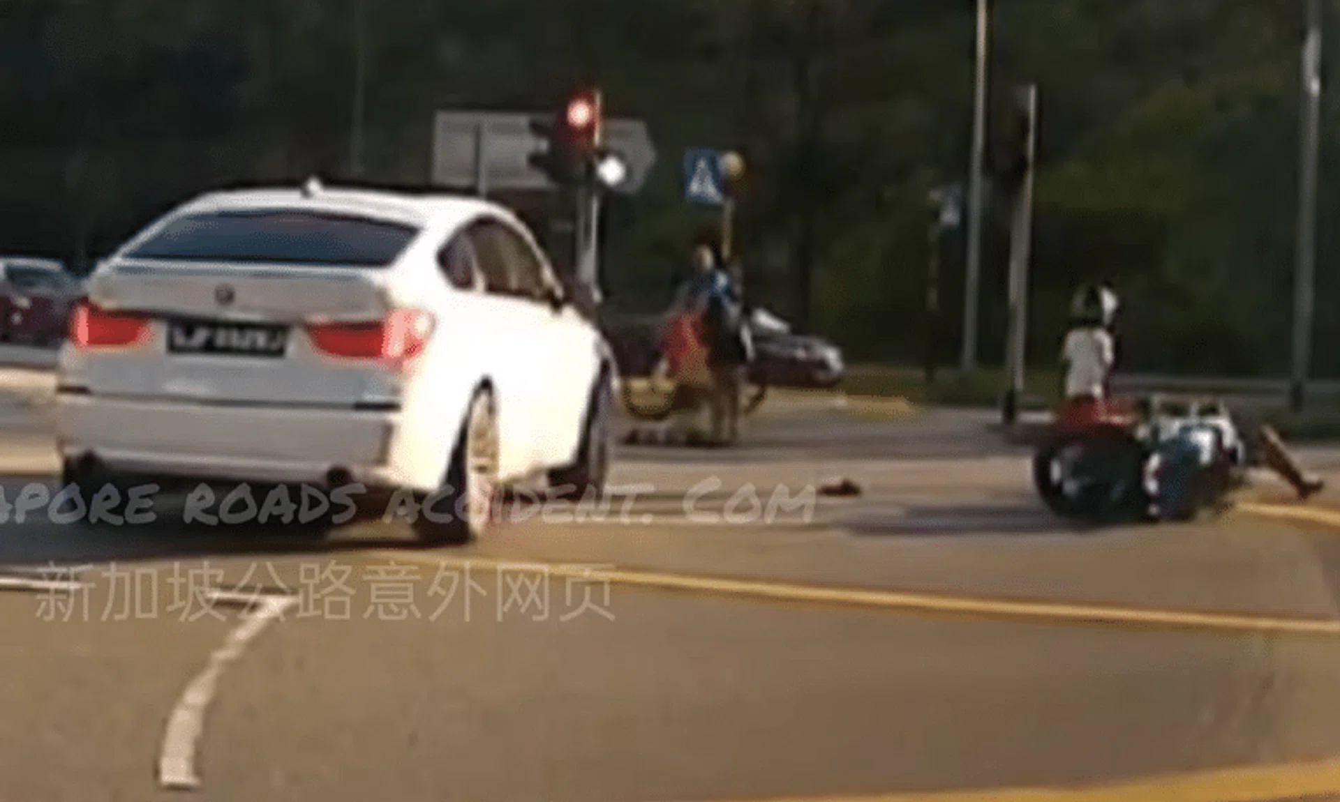 A white car was making a right turn when the motorcycle skidded at the junction of Bukit Batok West Avenue 6 and Bukit Batok West Avenue 3.