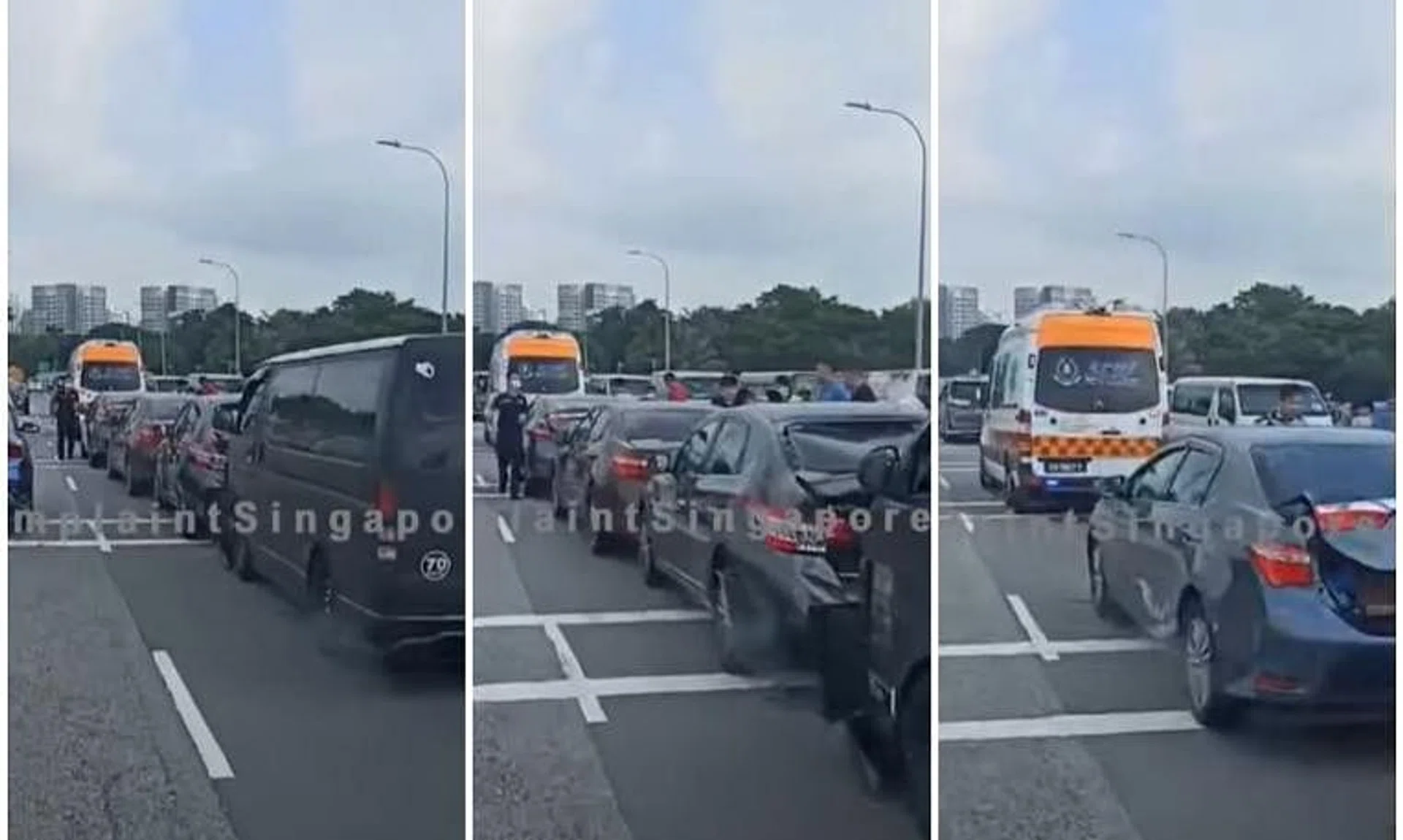 The Singapore Civil Defence Force said three people were taken to Khoo Teck Puat Hospital.