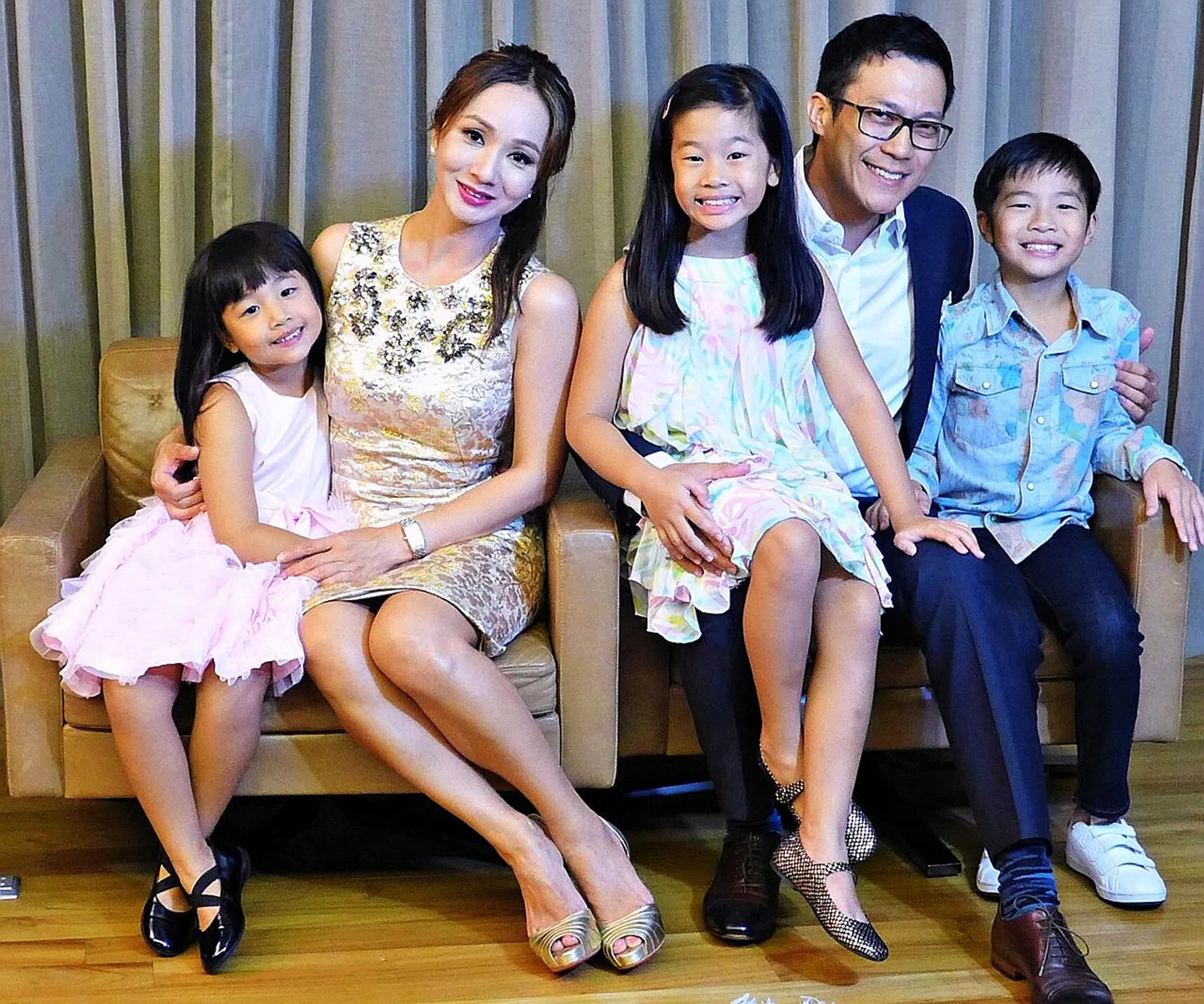 Former TV host Diana Ser with husband James Lye and their three children. PHOTO: DIANA SER