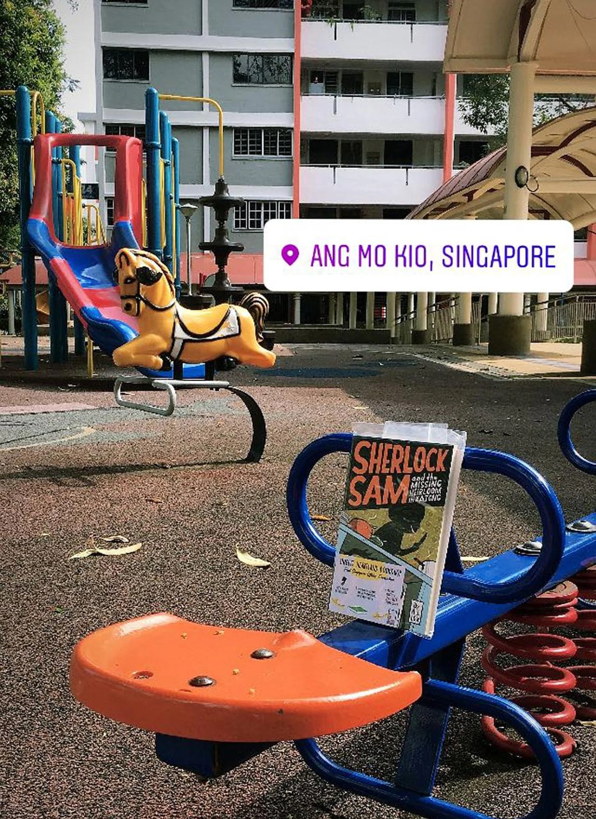 Books by local authors are being left in neighbourhoods around Singapore. 