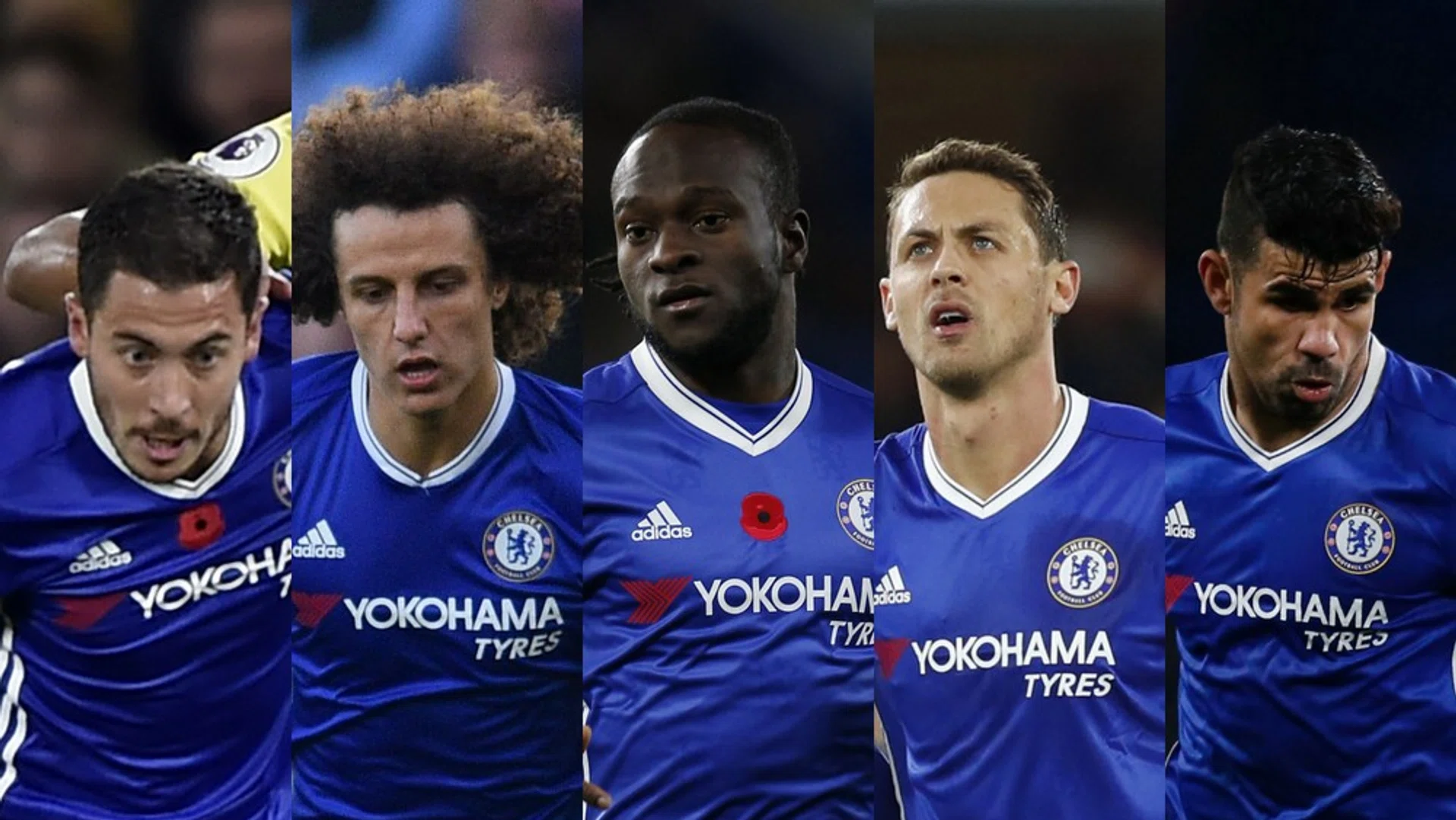 (From left) The Fab Five from Chelsea include Eden Hazard, David Luiz, Victor Moses, Nemanja Matic and Diego Costa. 