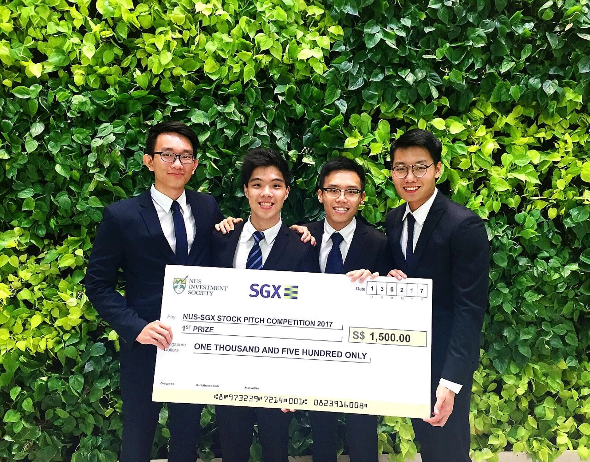 Winners of the competition, Singapore Management University undergraduates (from left) Louis Quek, Nevin Tan, Yim Yi Xiang and Jonathan Khoh.