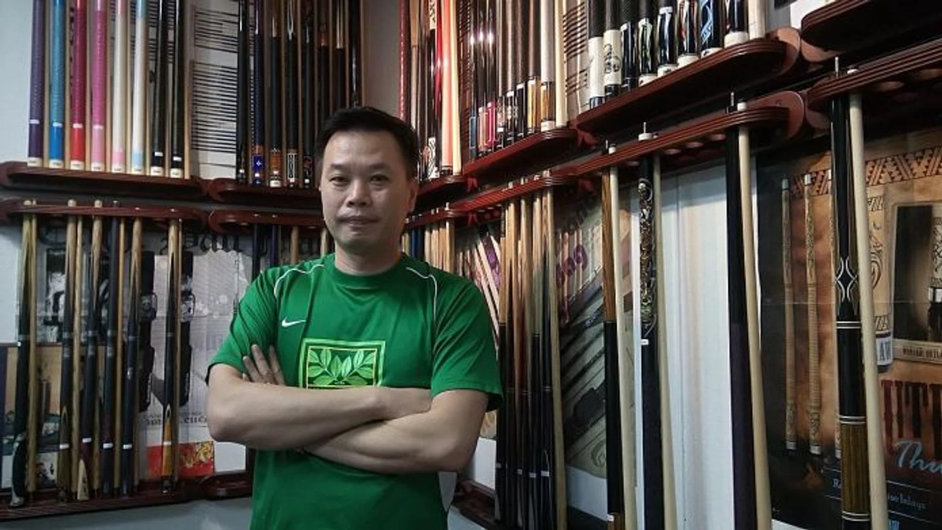 PASSION: Mr Eric Ong owns retail shop Monstercue Billiards in Bukit Timah Shopping Centre.