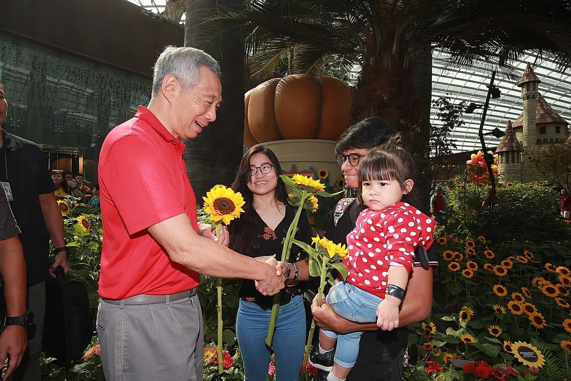 Prime Minister Lee Hsien Loong at PAP Community Foundation's annual Family Day yesterday. 