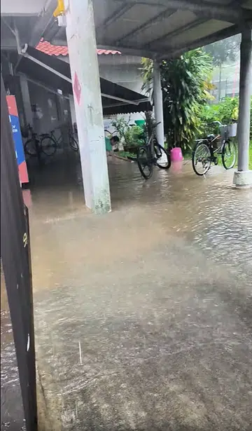 Walkways were flooded in Yishun on April 13.