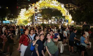 Orchard Road Christmas lights come on, heralding the holiday season