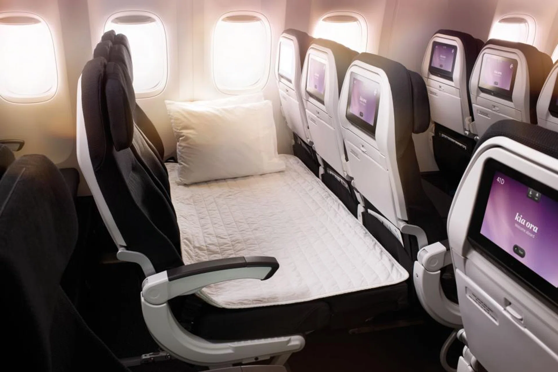 (Above) Air New Zealand's Economy Skycouch.