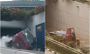 Truck tips over in Clementi, causing traffic to come to a crawl