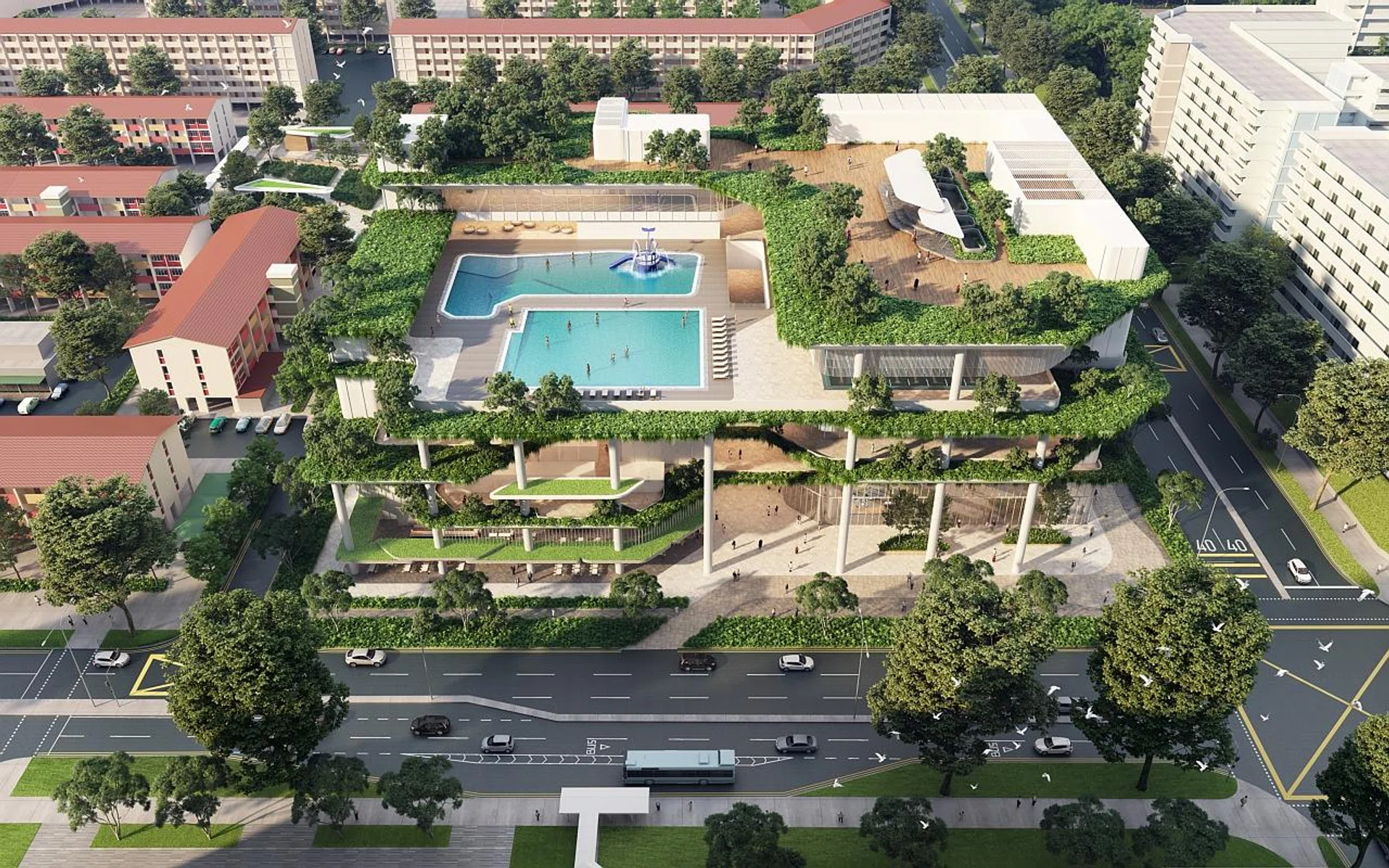 An artist's impression of Chill @ Chong Pang, which will include a new community club, a replacement market and hawker centre. 