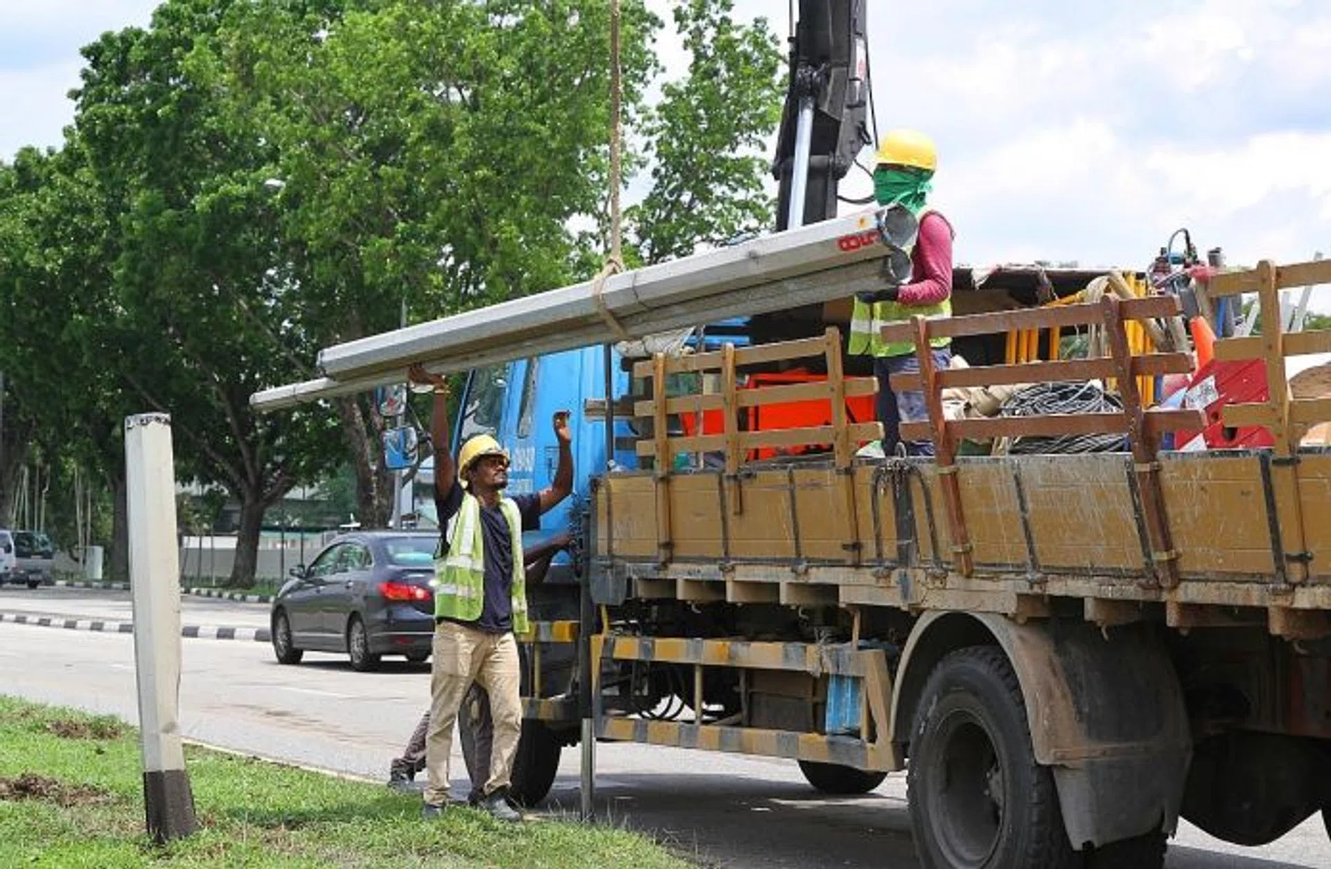 DAMAGED: A lamp post had to be removed and repaired after it  was knocked down.