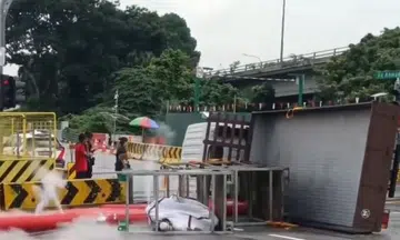 Carbon dioxide released after lorry overturns near Pandan Reservoir