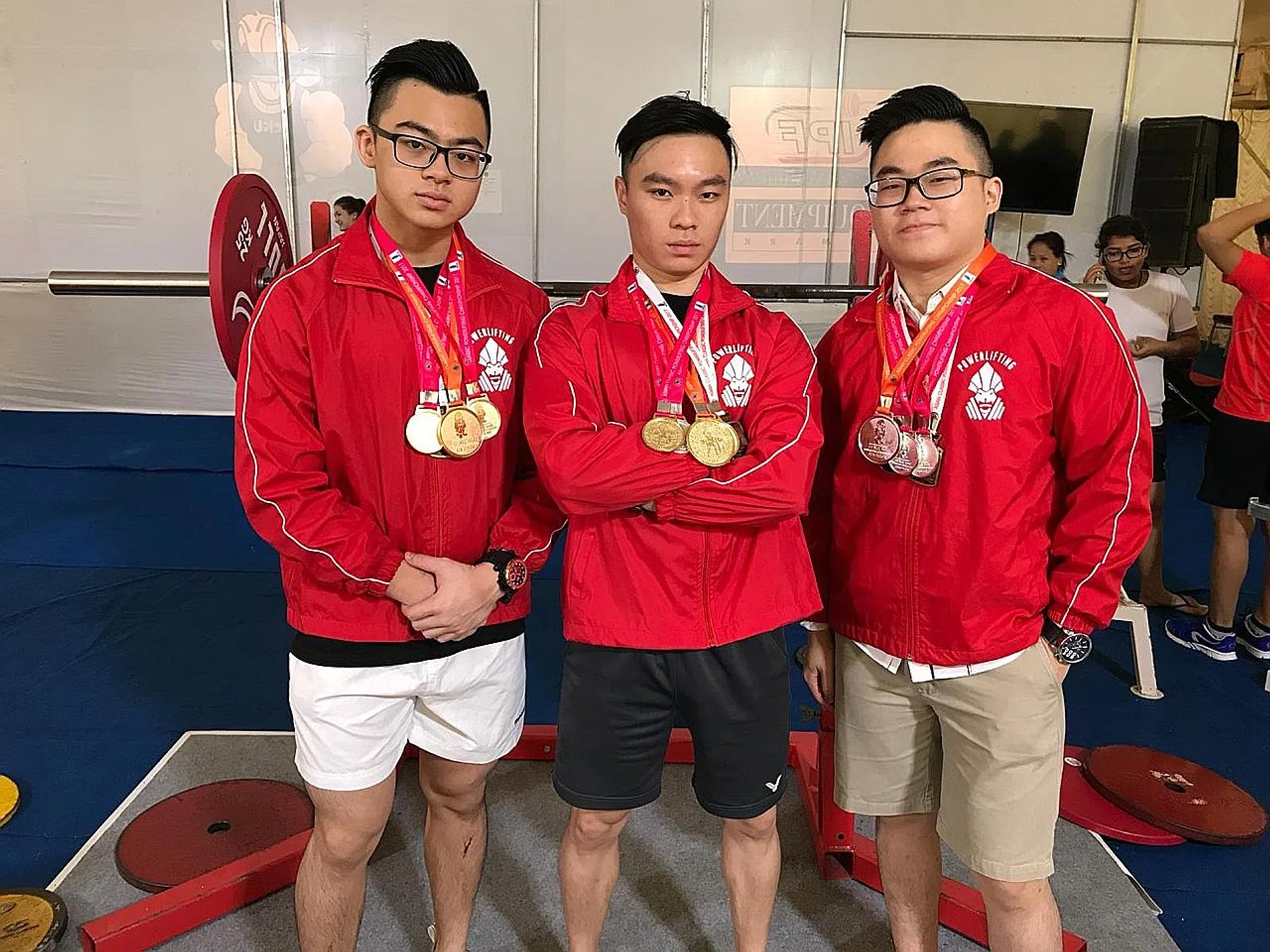From left: The Yap brothers - Matthew, Marcus and Matthias - at last year's Asian Classic Powerlifting Championships.