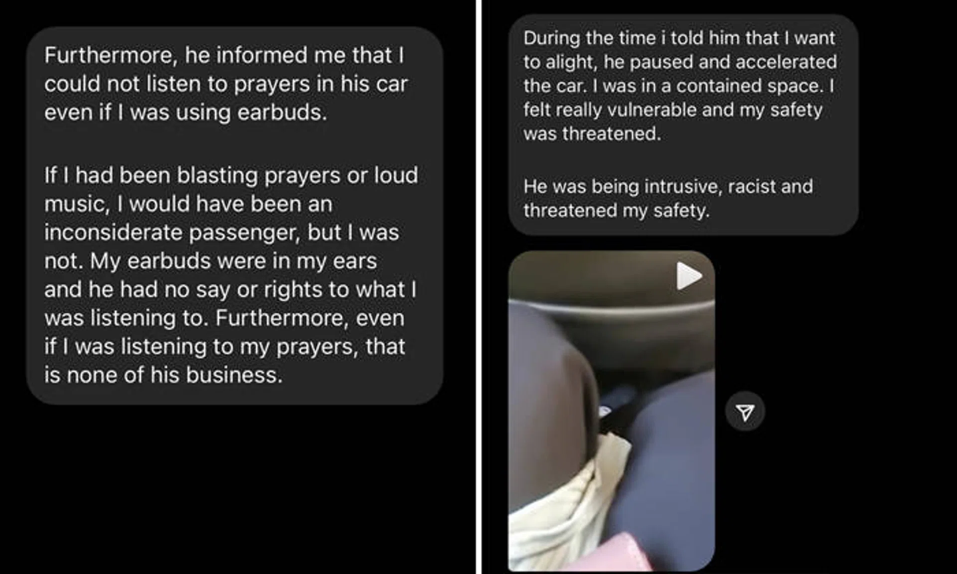 Ride-hailing firm Ryde has suspended a driver who told a passenger not to listen to prayers in his car.