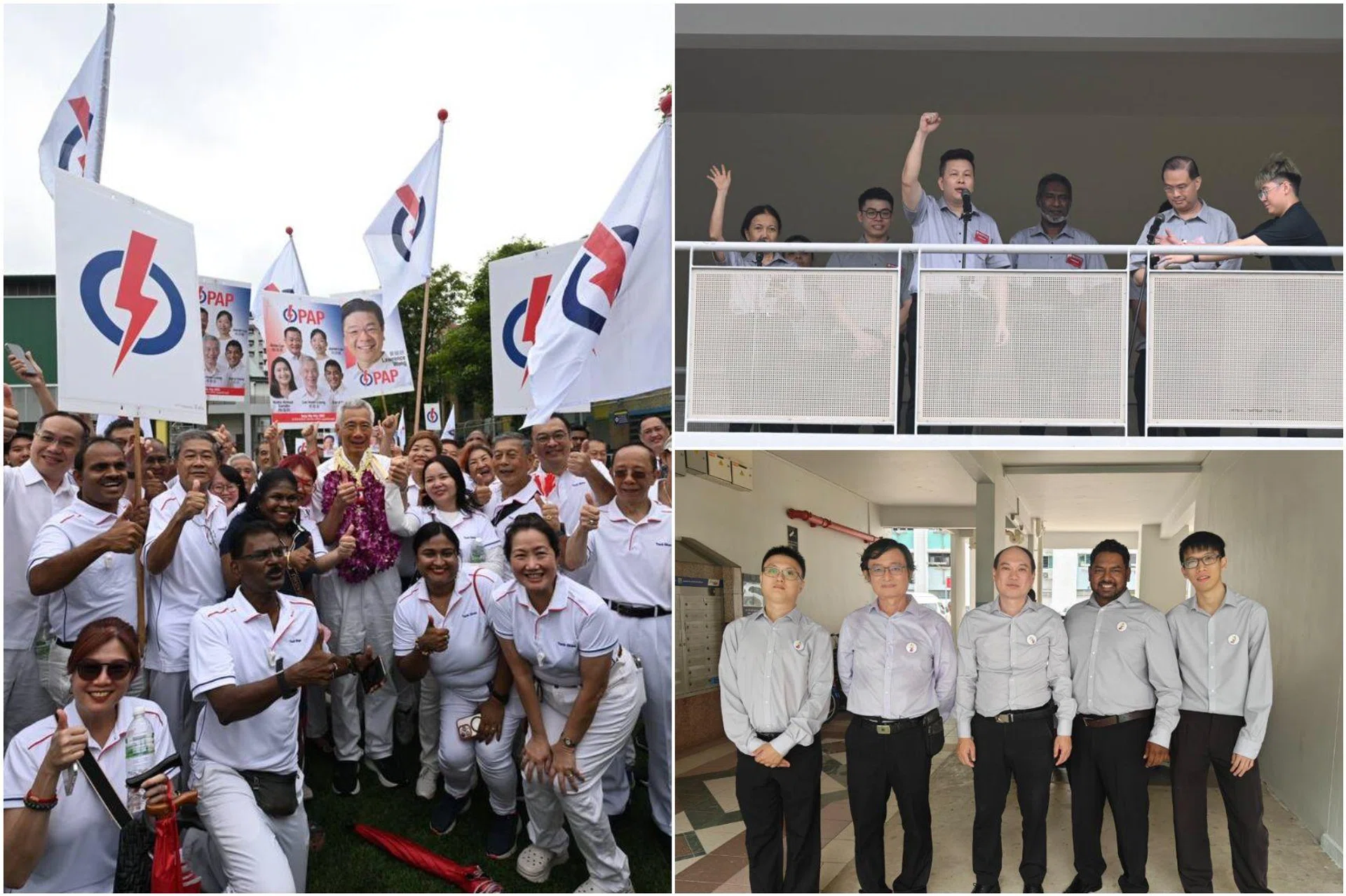 Senior Minister Lee Hsien Loong will lead the PAP team against challengers from the Singapore United Party (top right) and People’s Power Party.