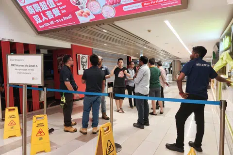 An area near the KFC restaurant at City Square Mall was closed off due to water leak on Sept 3.