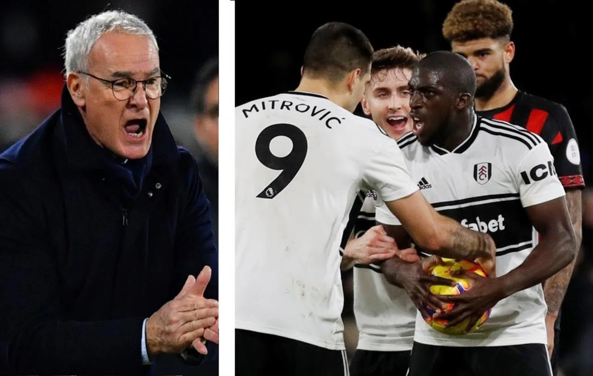 Fulham manager Claudio Ranieri (left) is livid with striker Aboubakar Kamara for snatching the ball from penalty-taker Aleksandar Mitrovic. Kamara missed the spot-kick.