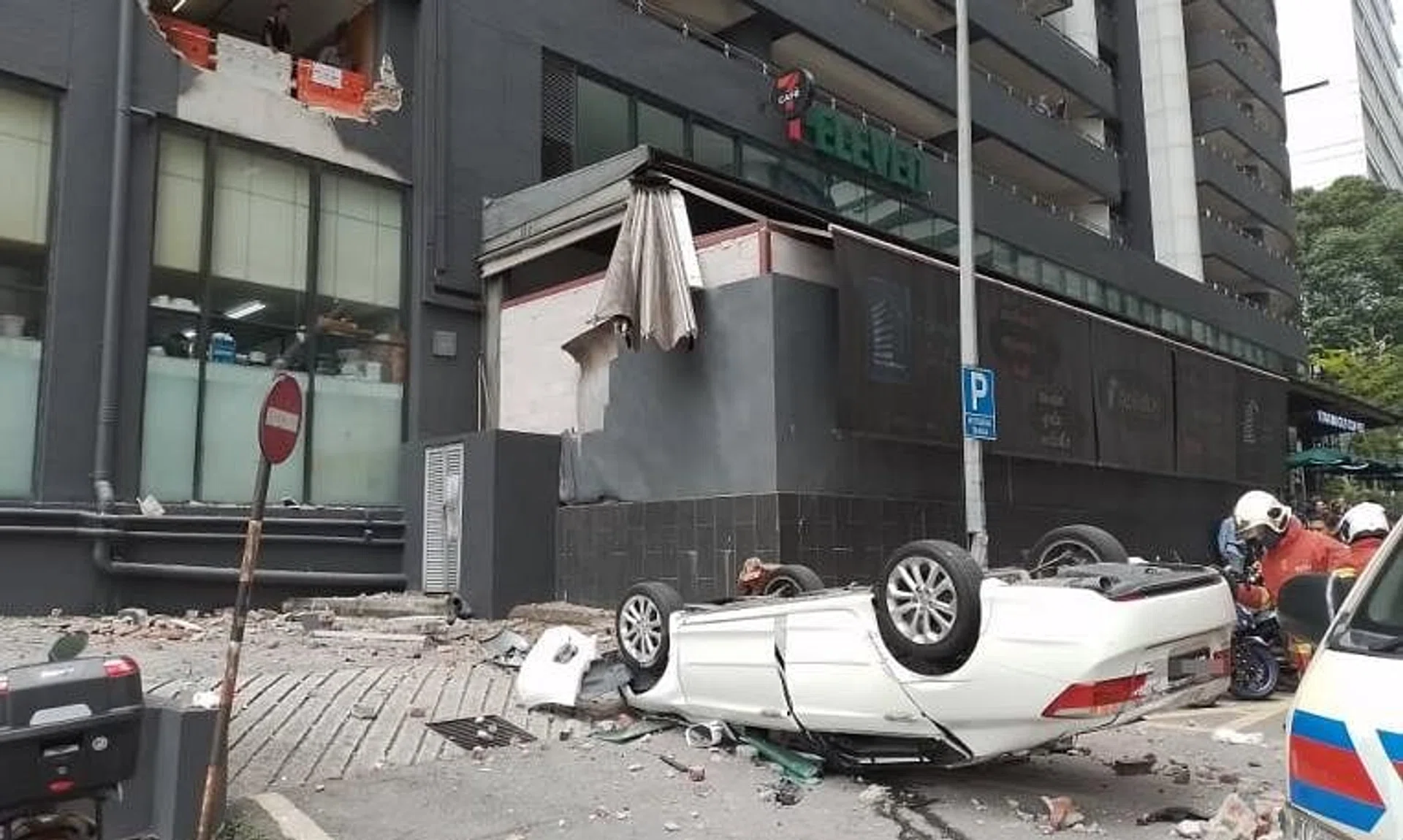 A woman in the vehicle suffered injuries to her head and knees.