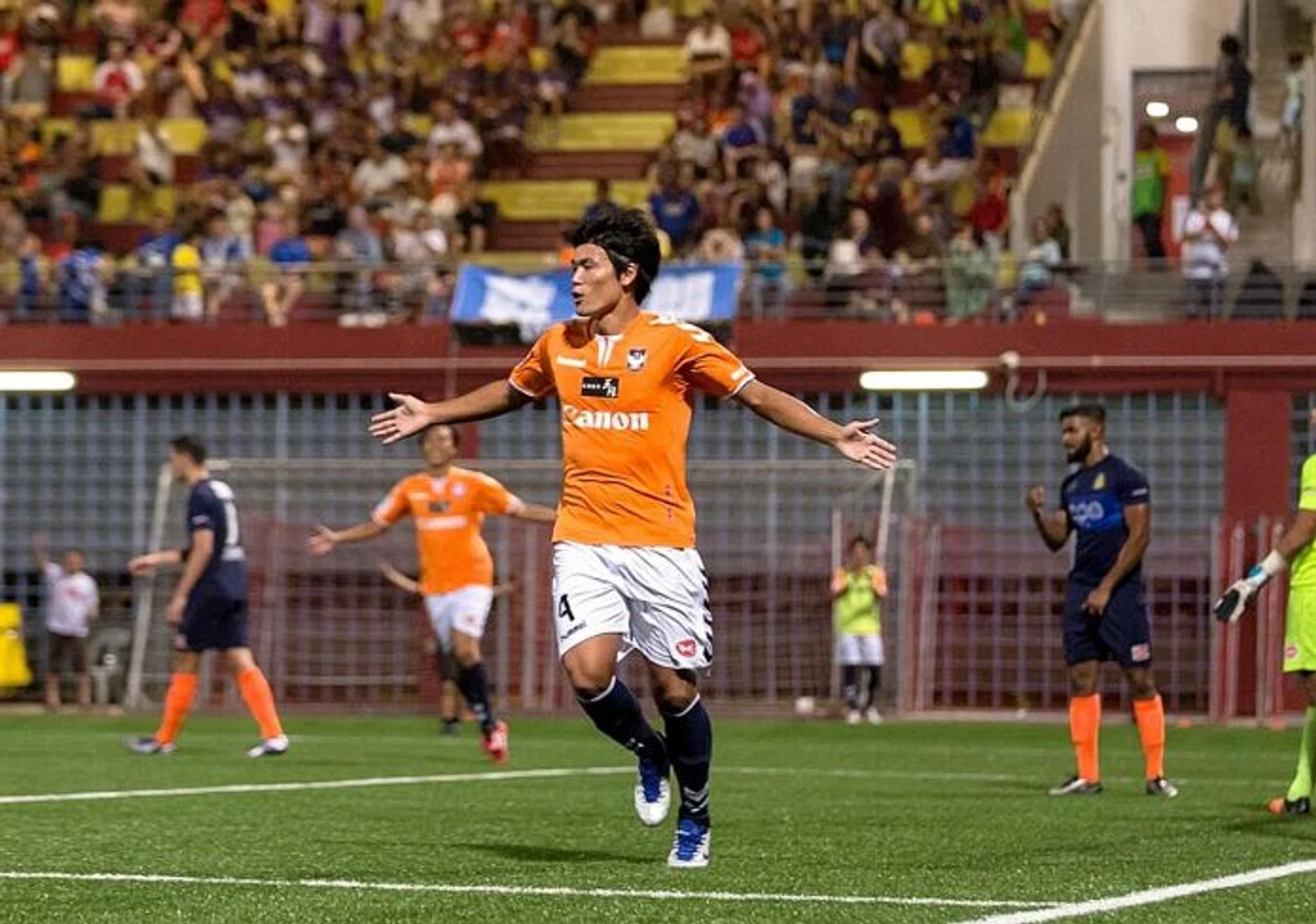 END OF DUCK: Albirex Niigata centre back Atsushi Shirota breaks his team's 334-minute goal drought by scoring the opener in the 2-0 win over Hougang United.