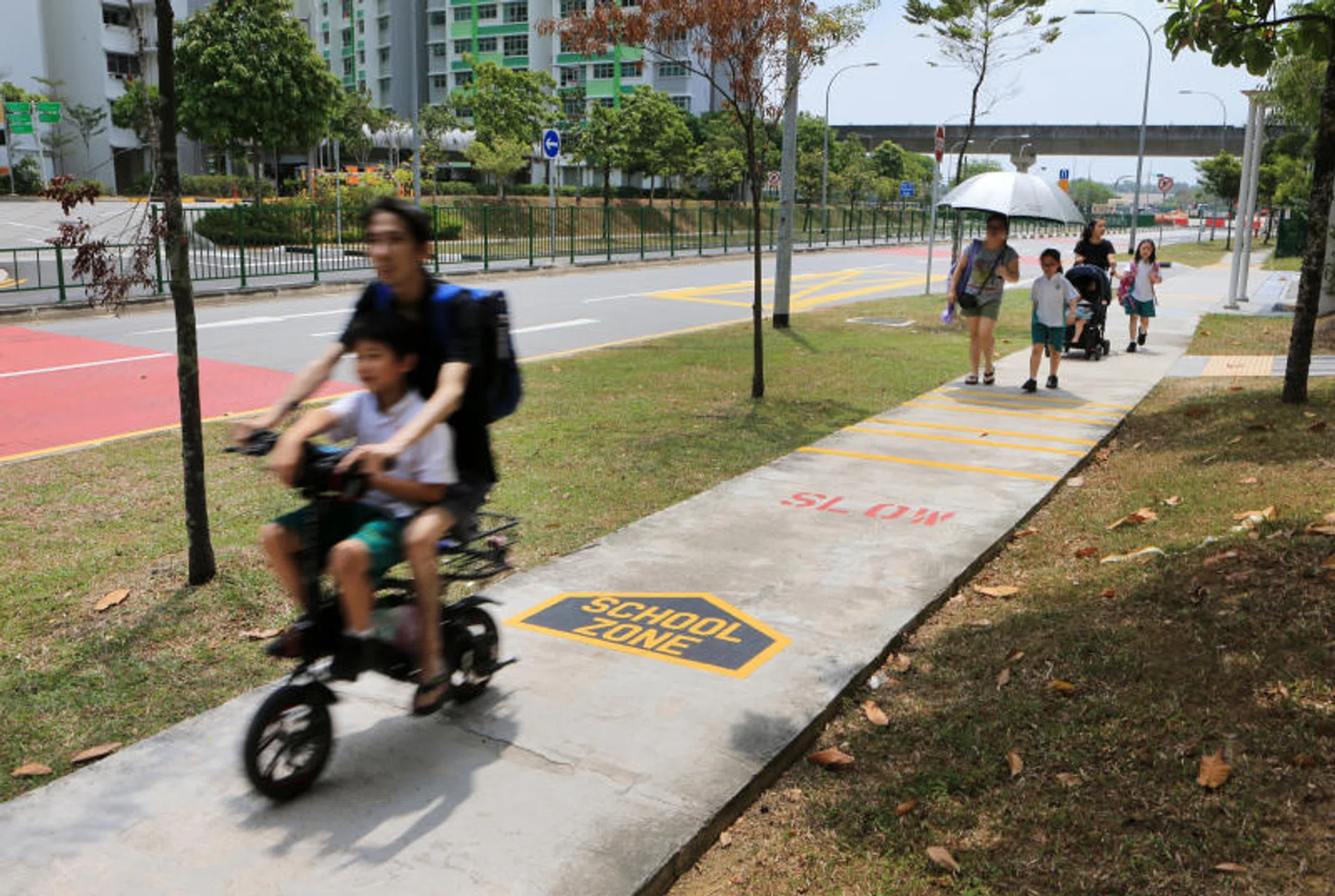 As part of these improvements, a trial of School Zone markings is being introduced to footpaths outside some schools.