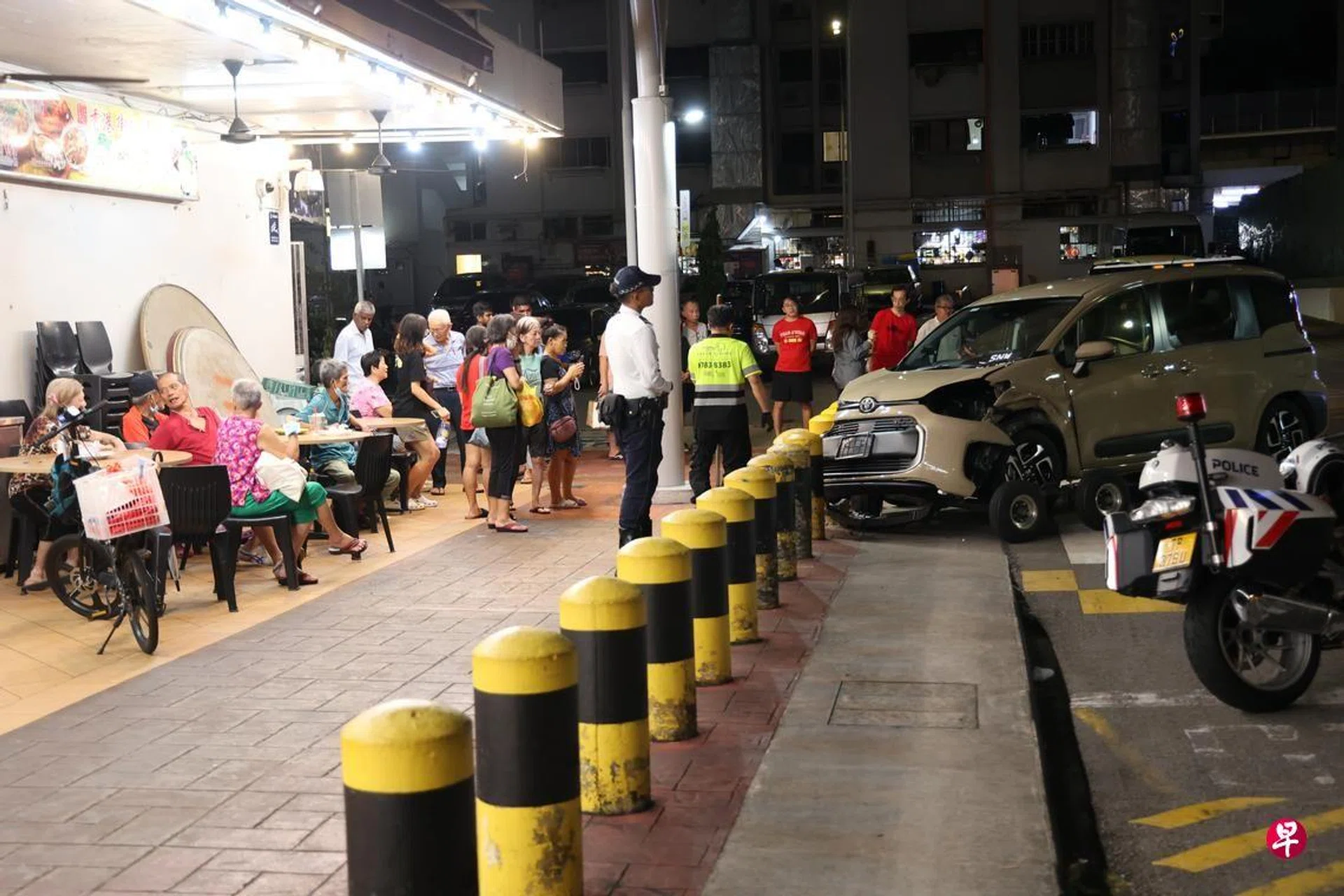 The car was only a few meters away from crashing into the coffee shop full of patrons.